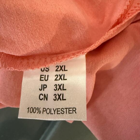 Oversized V-neck Tee Short sleeves pink salmon Women’s size XXL - Picture 6 of 7